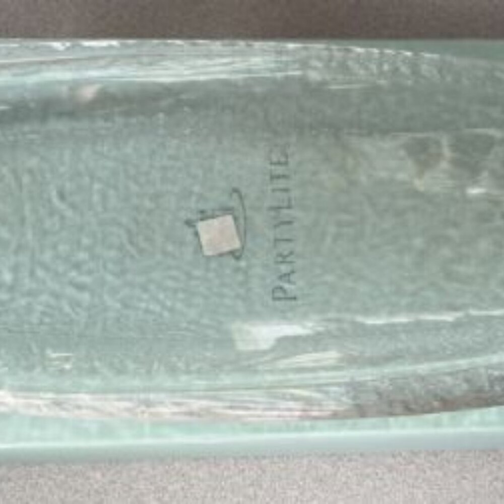 PartyLite-Modern Twist-Brick Tray Candle Holder-P8668-Textured Clear Crystal-NIB